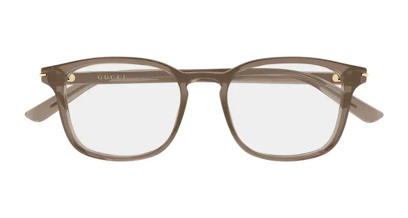Uomo Gucci GG2129O 003 Montature da vista Acetato Marrone Trasparente Squadrata miniatura 2