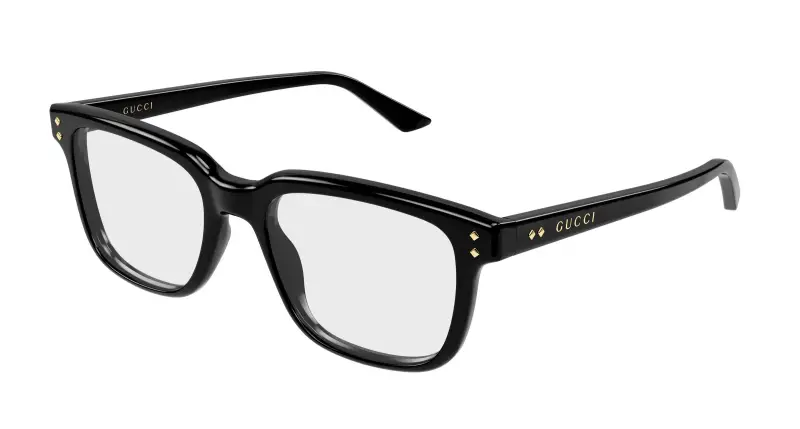 Uomo Gucci GG2131O 009 Montature da vista Acetato Nero Trasparente Squadrata