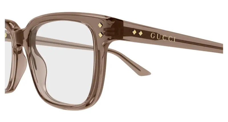 Uomo Gucci GG2131O 011 Montature da vista Acetato Marrone Trasparente Squadrata miniatura 3