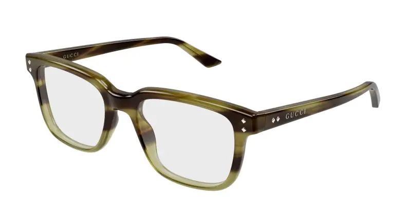 Uomo Gucci GG2131O 012 Montature da vista Acetato Havana Trasparente Squadrata