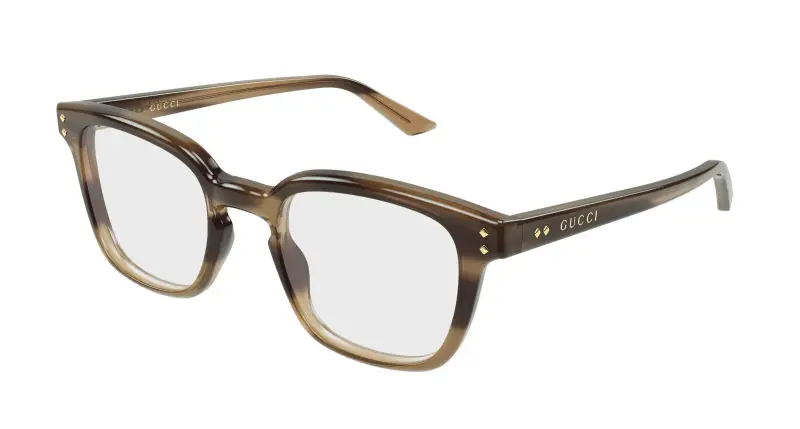 Uomo Gucci GG2132O 008 Montature da vista Acetato Havana Trasparente Squadrata