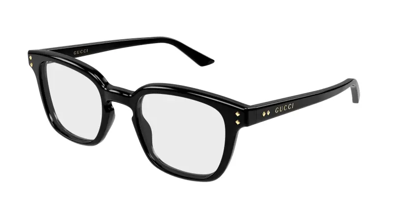 Uomo Gucci GG2132O 009 Montature da vista Acetato Nero Trasparente Squadrata