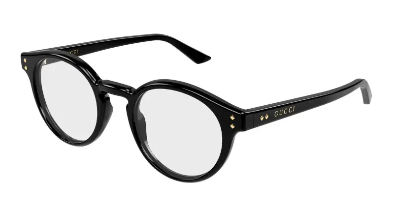 Uomo Gucci GG2133O 001 Montature da vista Acetato Nero Trasparente Rotonda