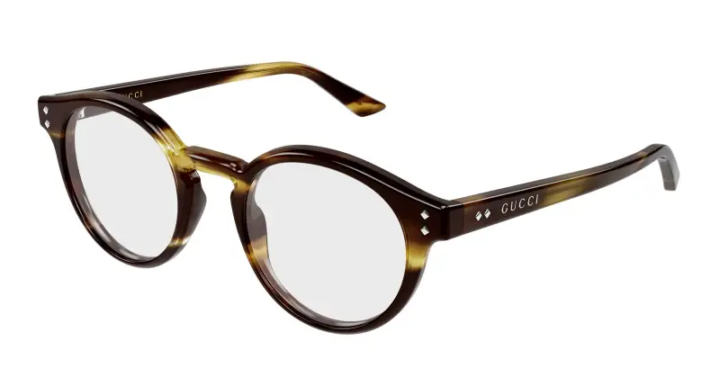 Uomo Gucci GG2133O 002 Montature da vista Acetato Havana Trasparente Rotonda