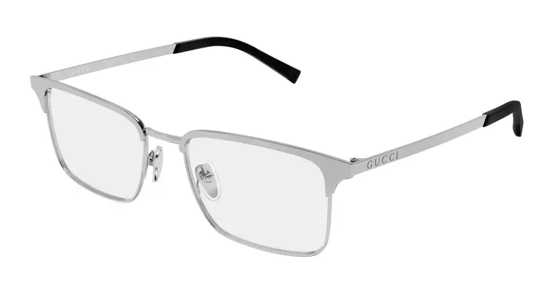 Uomo Gucci GG2136O 005 Montature da vista Metallo Rutenio Trasparente Squadrata