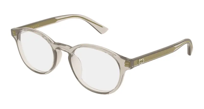 Uomo Gucci GG2137OK 002 Montature da vista Acetato Beige Trasparente Rotonda