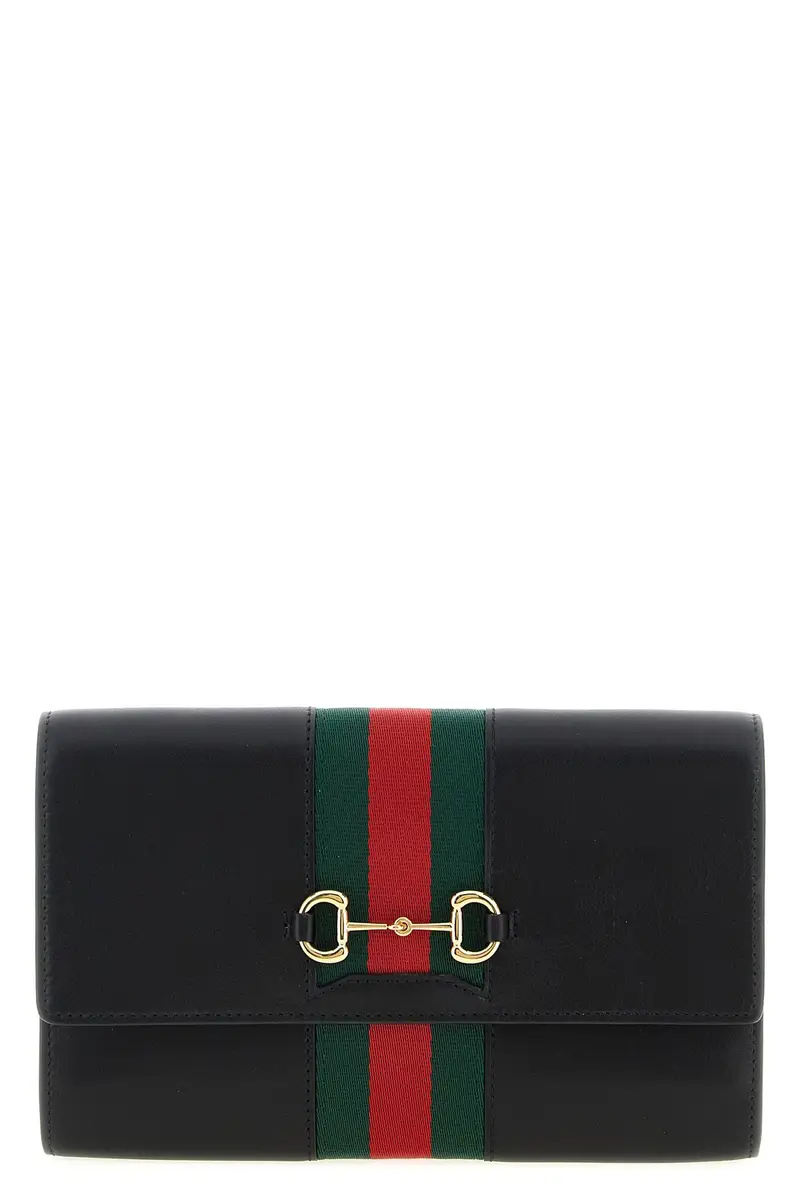 Wallet On Chain Gucci Horsebit Web Nero