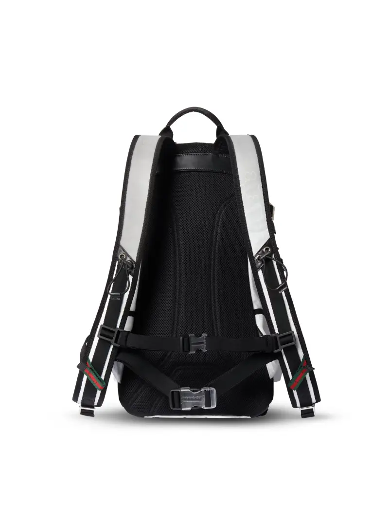 Zaino Misura Piccola In Nylon GG Jacquard BIANCO miniatura 2