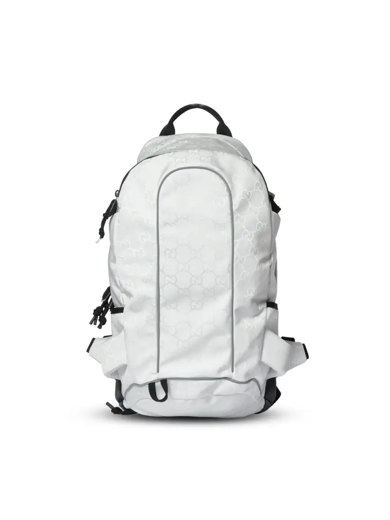 Zaino Misura Piccola In Nylon GG Jacquard BIANCO