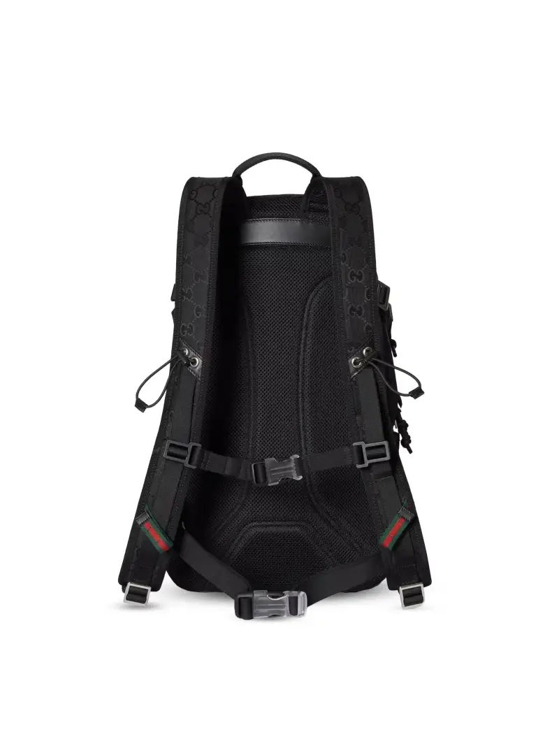 Zaino Misura Piccola In Nylon GG Jacquard NERO miniatura 2