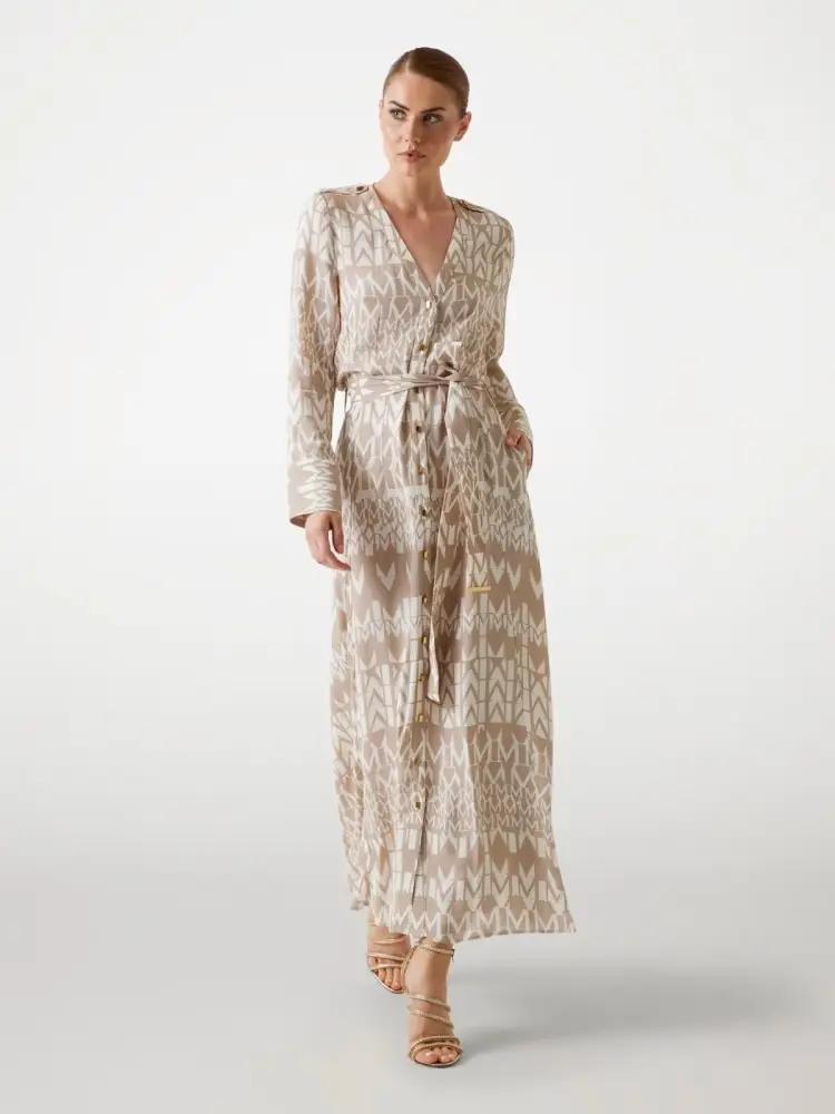 abiito britney in viscosa con logo all over beige chiaro