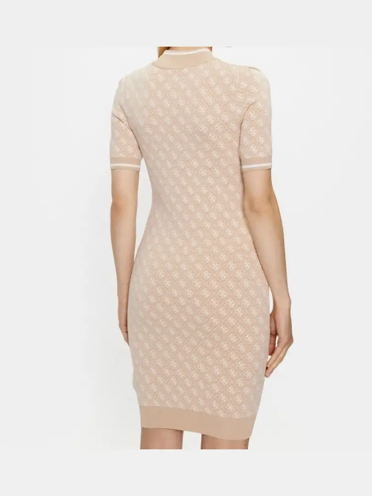 abito beige chiaro donna in misto viscosa logo all over miniatura 2