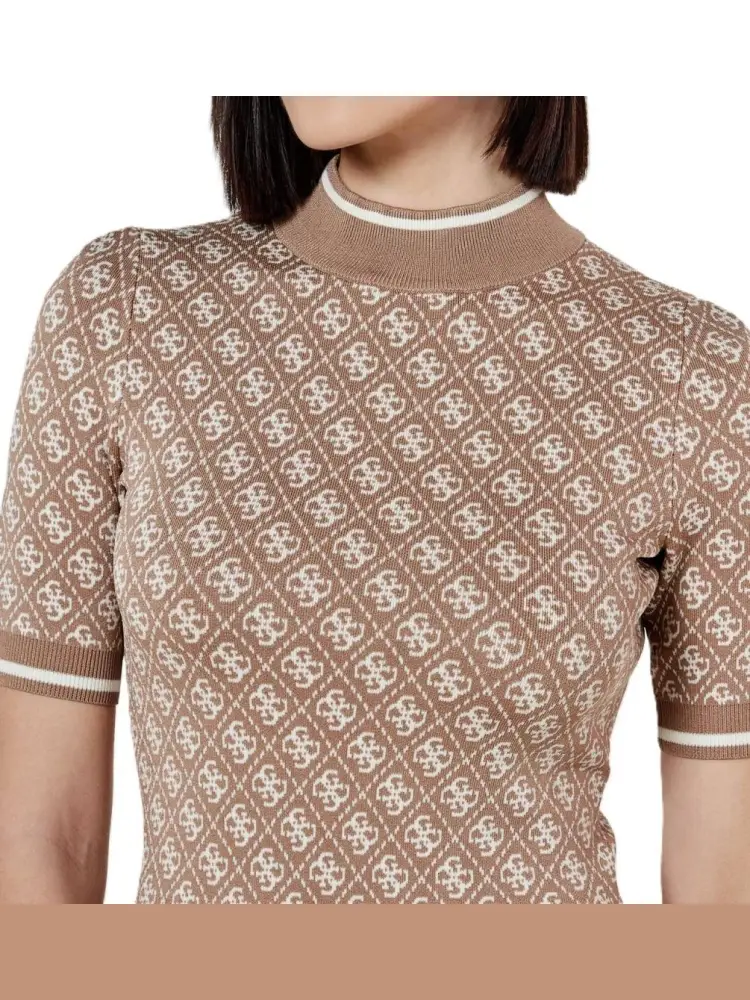 abito beige scuro donna in misto viscosa logo all over miniatura 2