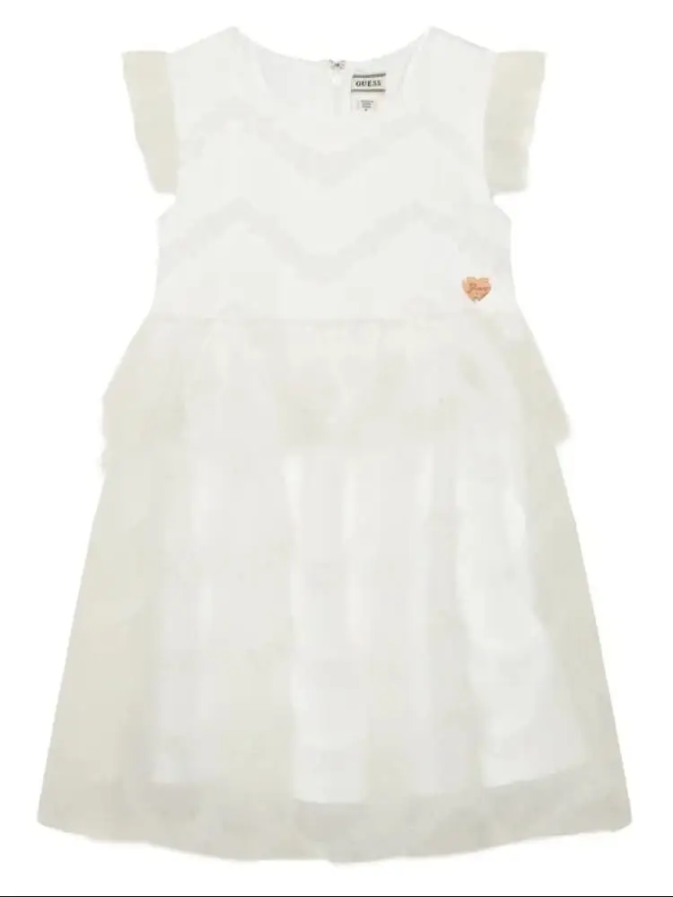 abito bianco bambina mini logo