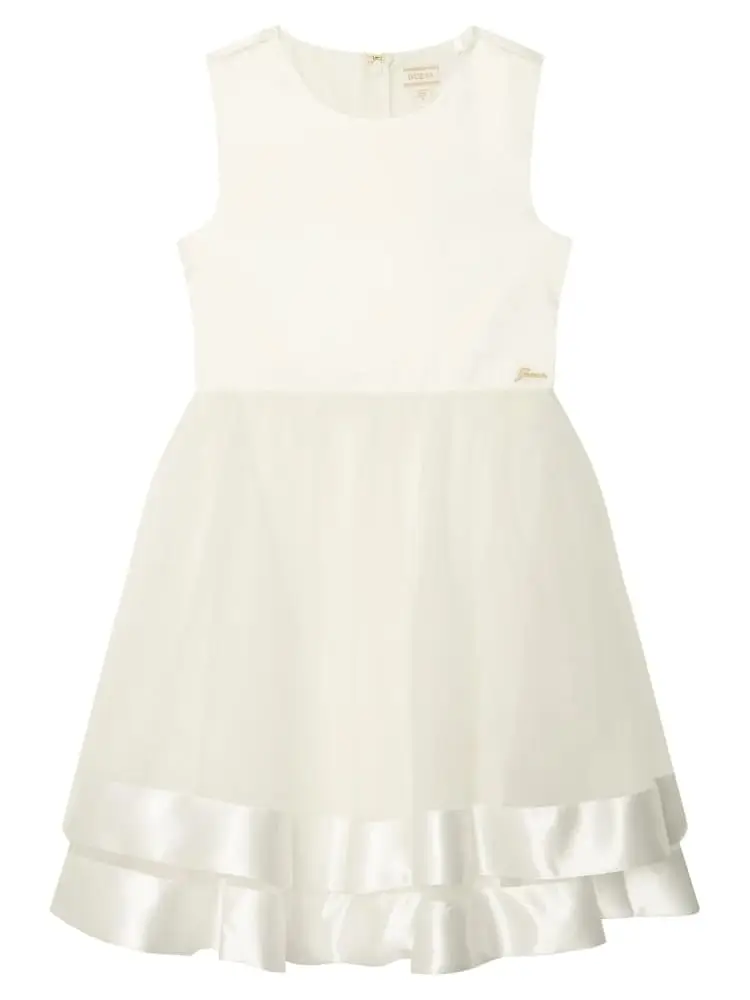 abito bianco bambina mini logo