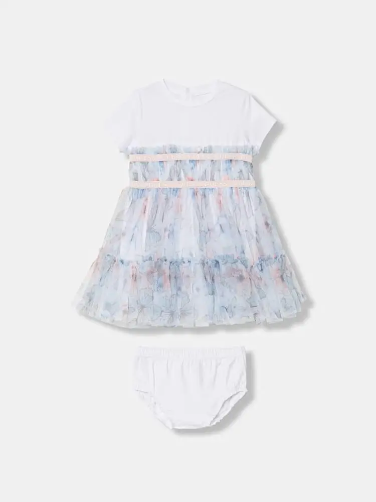 abito bianco neonata a fantasia