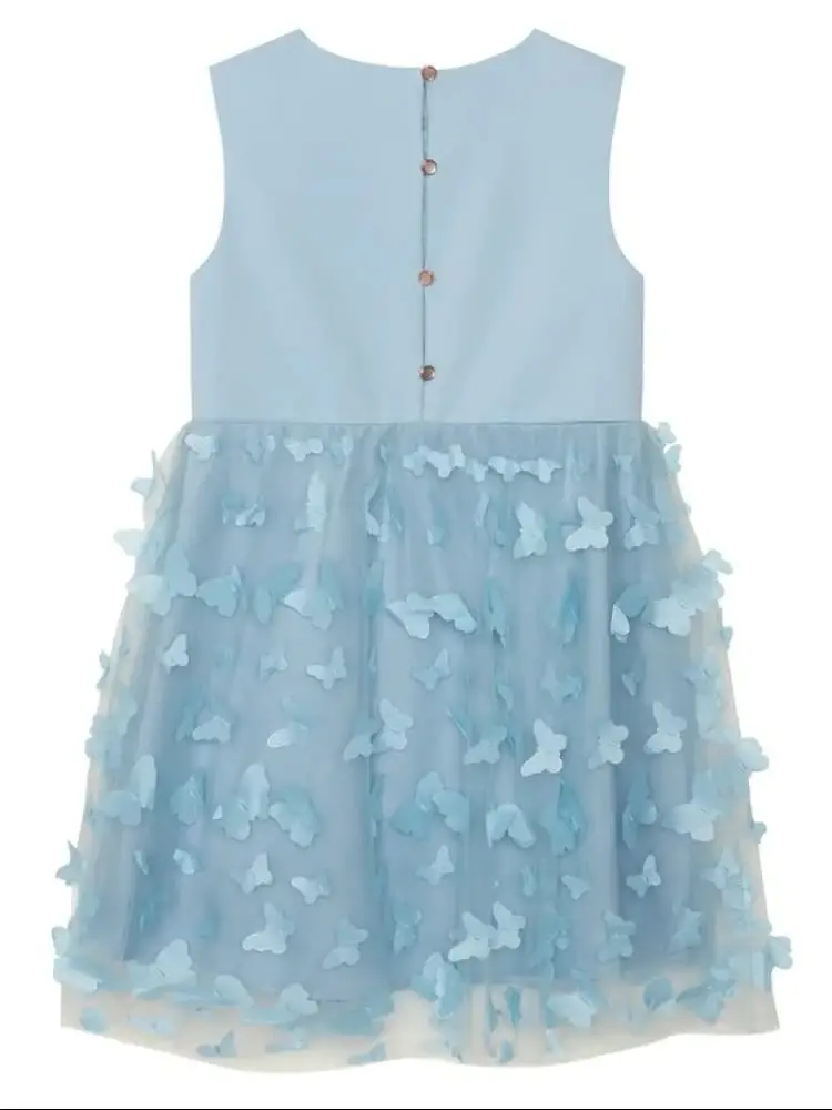 abito celeste polvere bambina mini logo miniatura 2