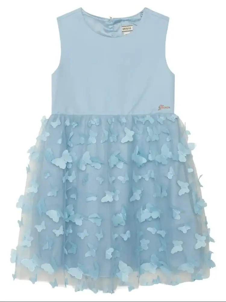 abito celeste polvere bambina mini logo