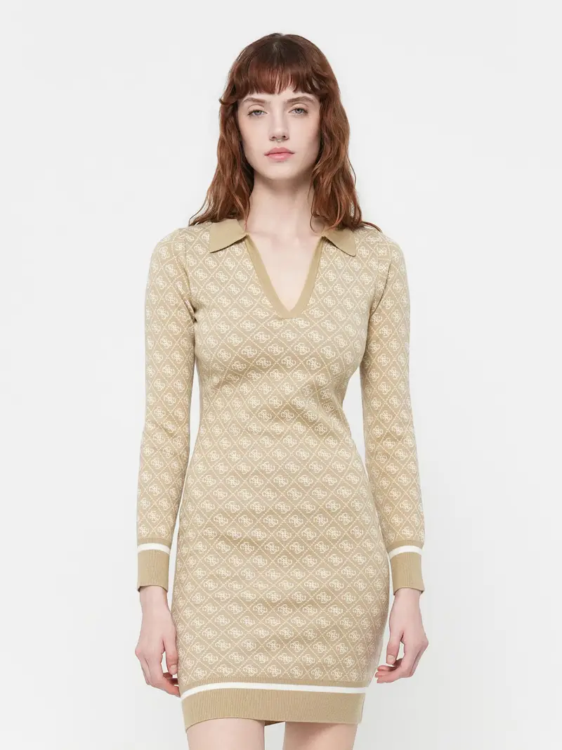 Abito in maglia AUBREY beige / bianco miniatura 2