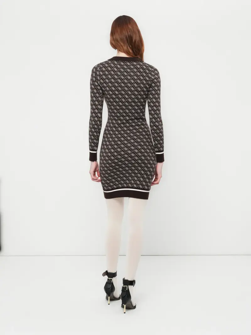 Abito in maglia AUBREY marrone / nero / bianco miniatura 3