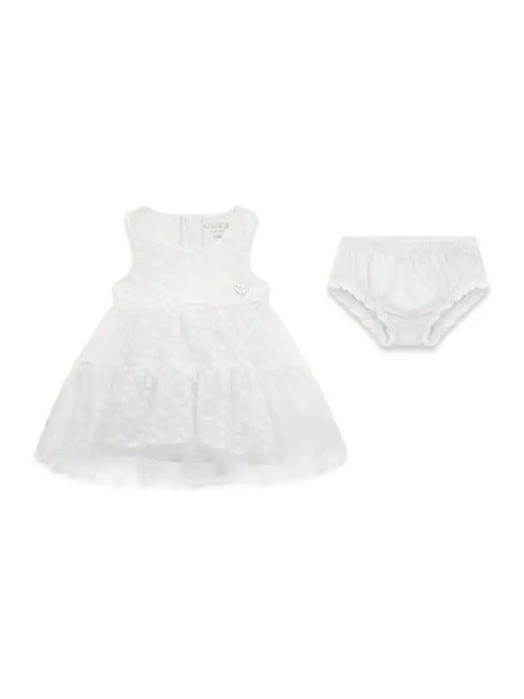 abito infant in cotone e toulle bianco