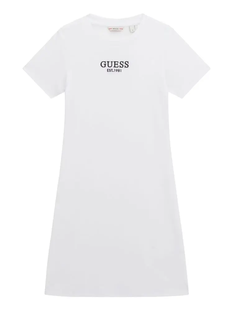 abito kids/junior in cotone bianco con logo frontale