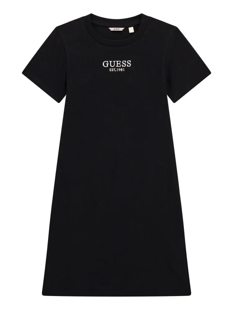 abito kids/junior in cotone nero con logo frontale