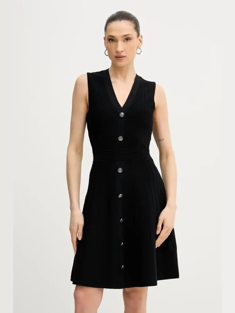 abito nero donna bottoni con logo