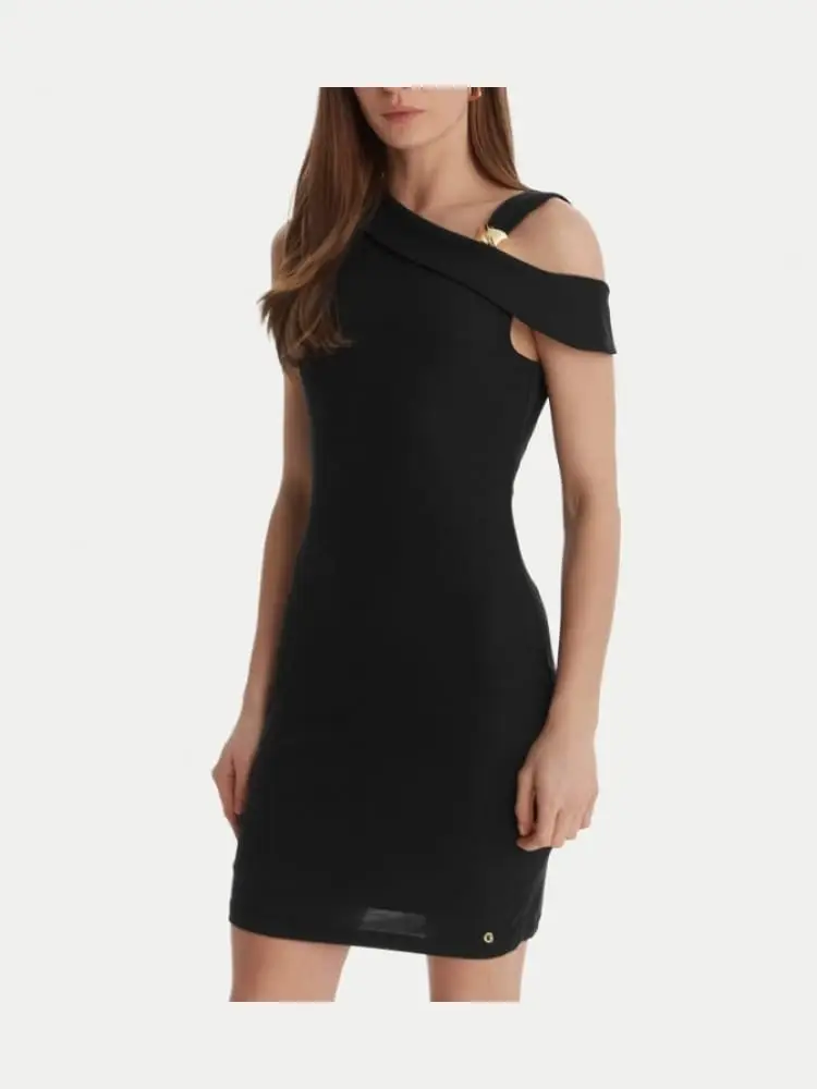 abito nero monospalla mini brigitte