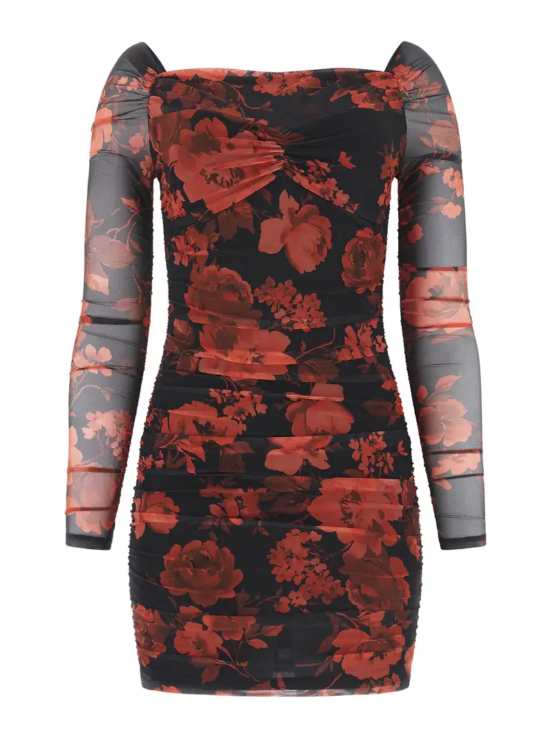 Abito rosso ciliegia / rosso scuro / nero