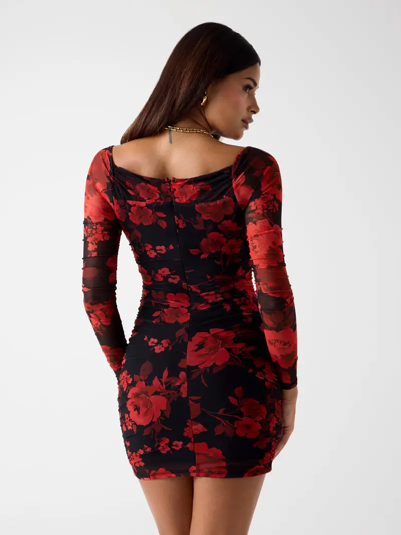 Abito rosso ciliegia / rosso scuro / nero miniatura 3