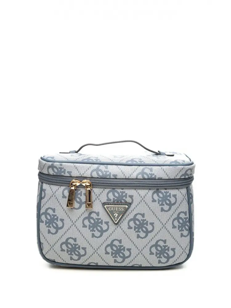 beauty berta in ecopelle celeste chiaro con logo all over