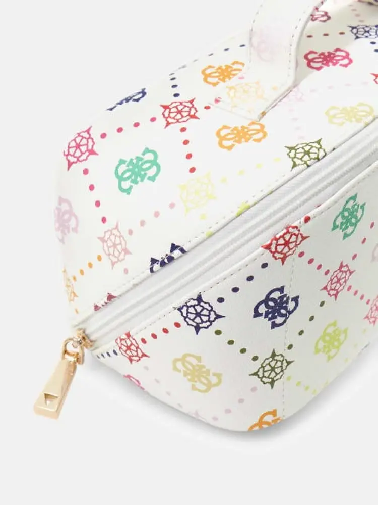 beuty case silia in ecopelle bianca con logo multicolor miniatura 2