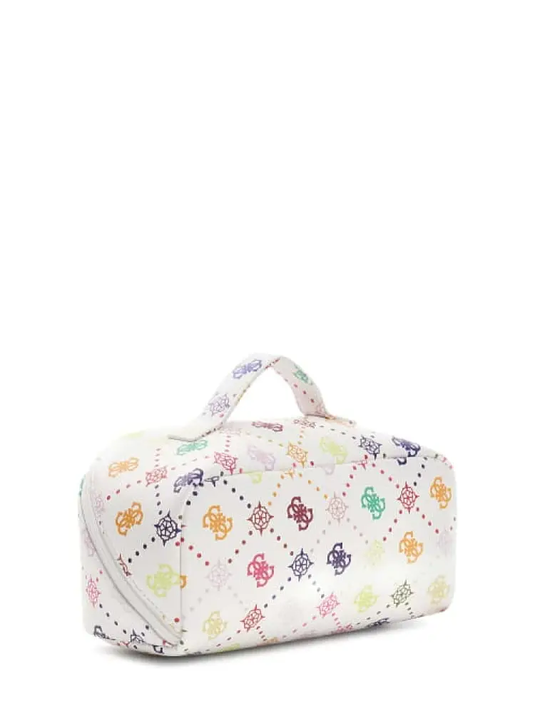 beuty case silia in ecopelle bianca con logo multicolor miniatura 3