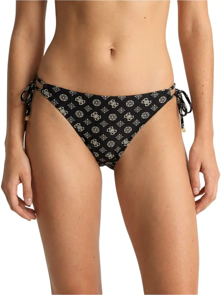 bikini donna pezzo di sotto nero con pattern logato all over