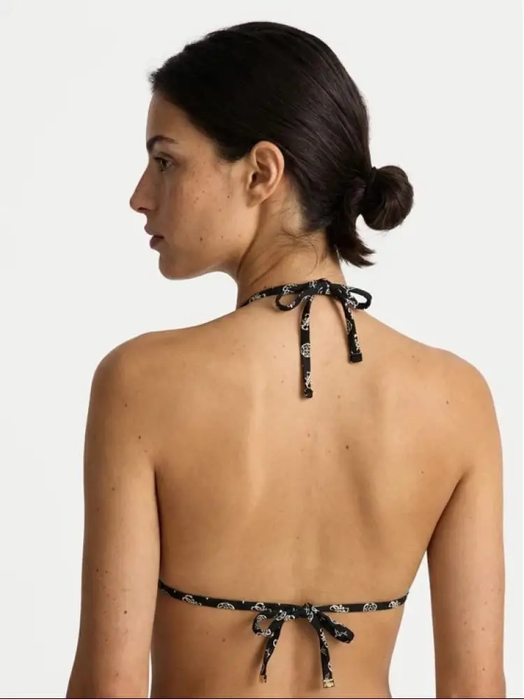 bikini donna top nero con pattern logato all over miniatura 3