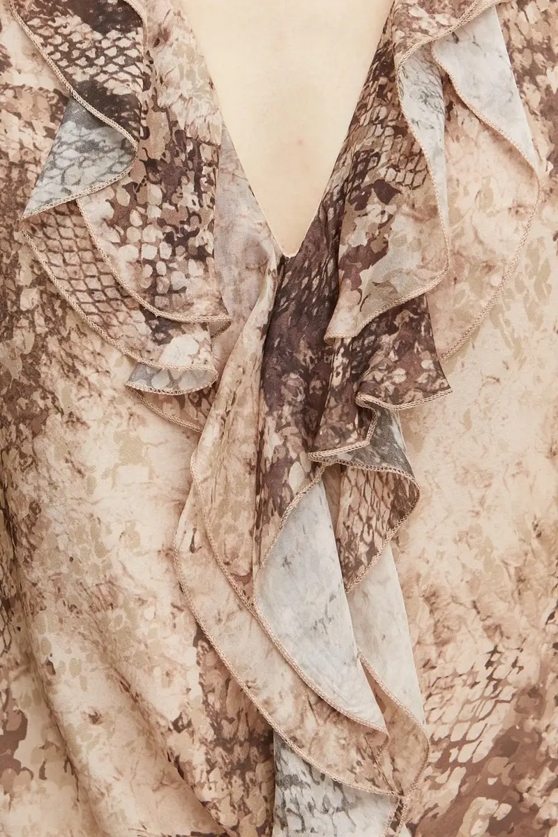 blusa con una miscela di seta SOAVE colore beige W5RH55 WE550 miniatura 5