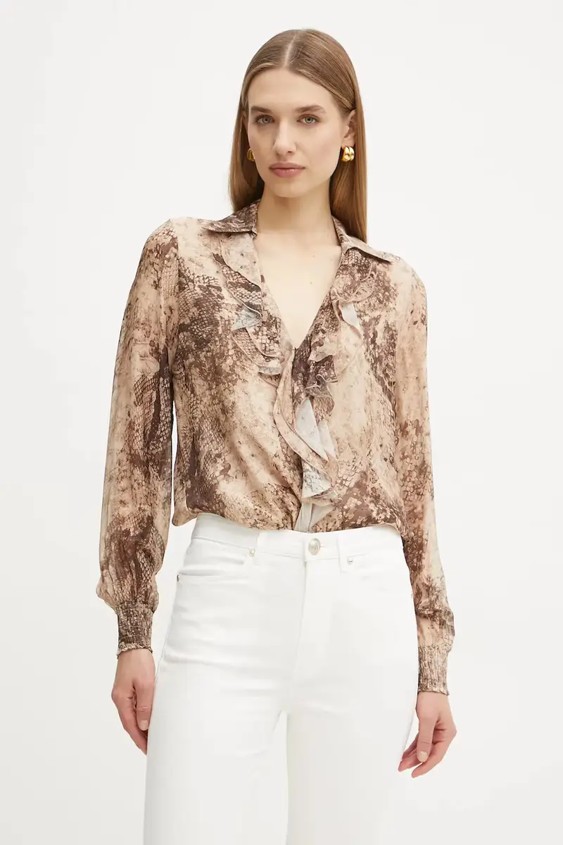 blusa con una miscela di seta SOAVE colore beige W5RH55 WE550