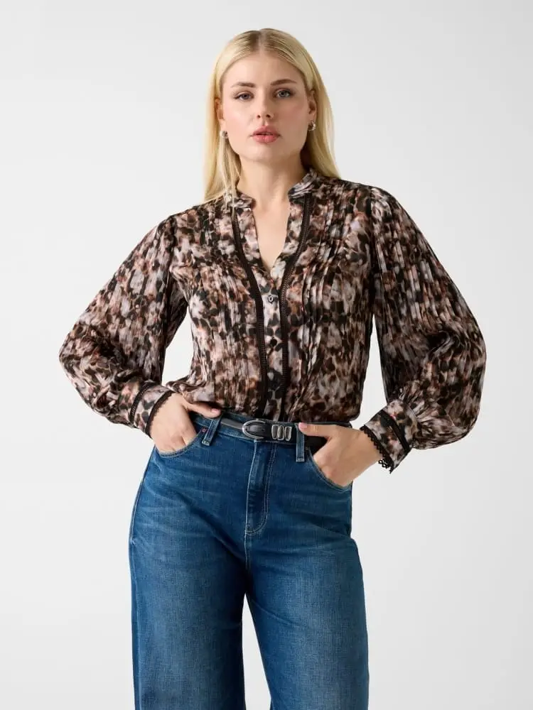blusa marciano n chiffon stampato animalier