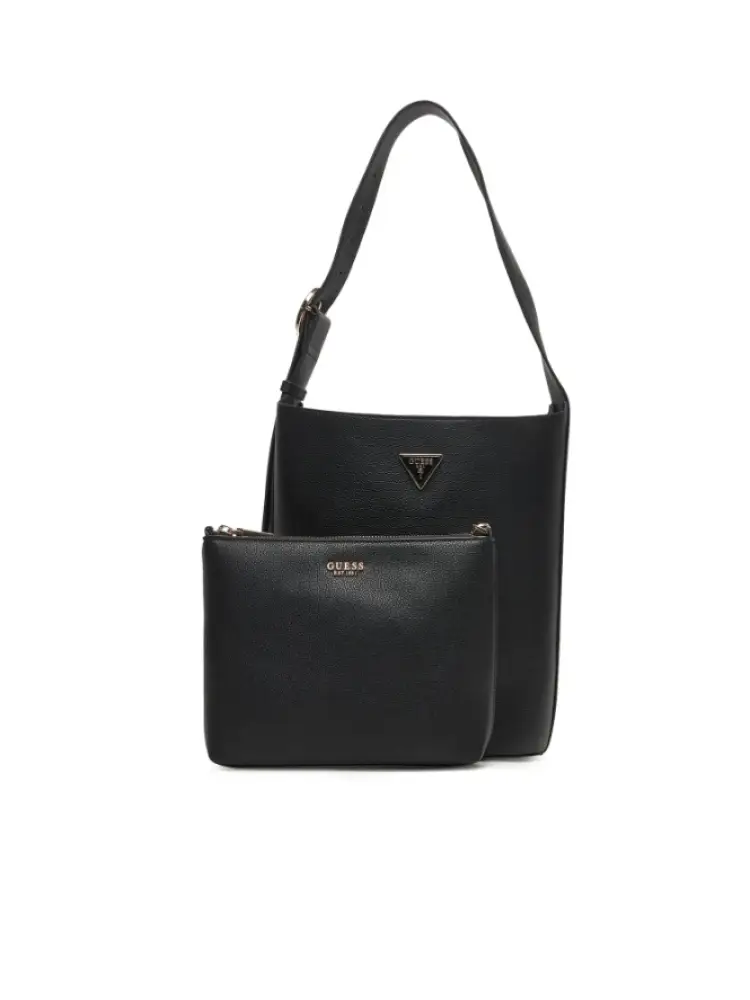 borsa a secchiello nera con borsetta