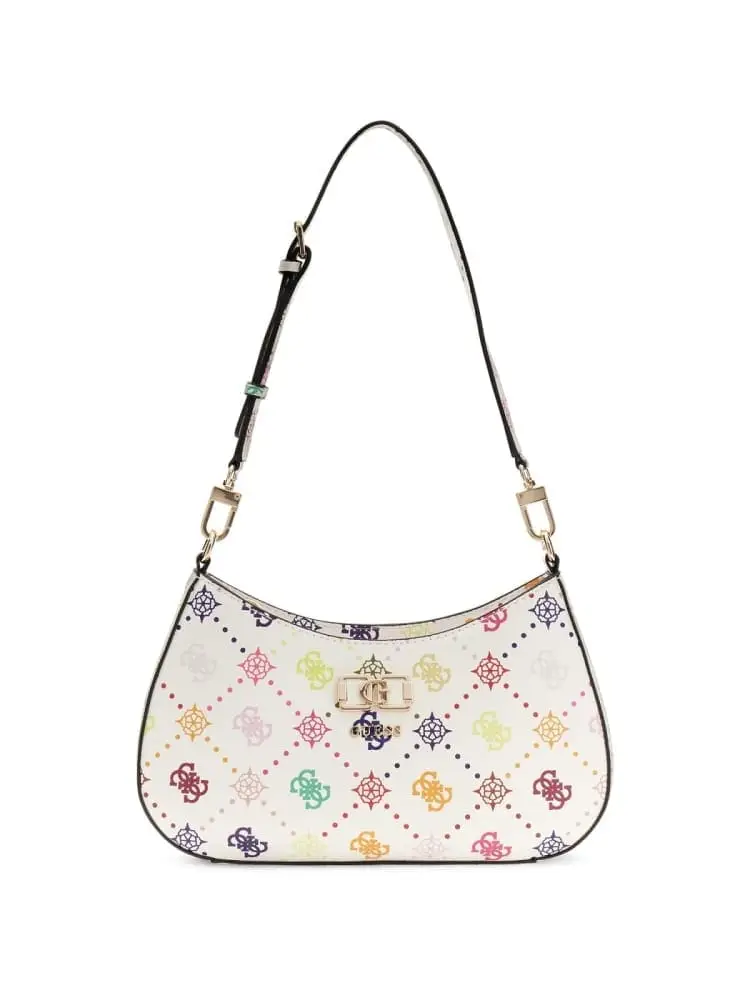 borsa a spalla donna emelie bianca con monogram multicolor