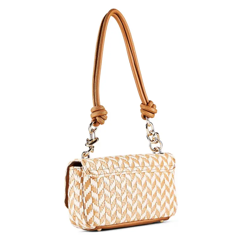 Borsa a spalla Tessi marrone / bianco miniatura 2