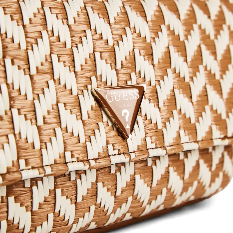 Borsa a spalla Tessi marrone / bianco miniatura 3