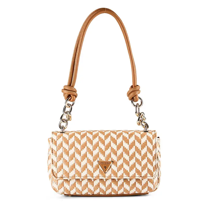 Borsa a spalla Tessi marrone / bianco