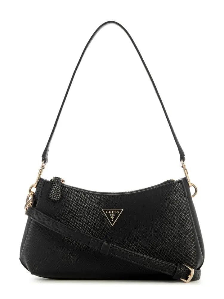 borsa a tracolla noelle ii a 3 scomparti in ecopelle saffiano nera