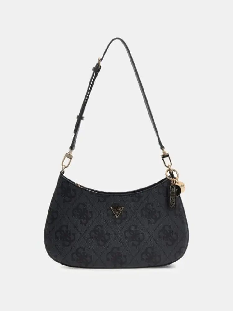 borsa a tracolla noelle ii in ecopelle nera logo all over