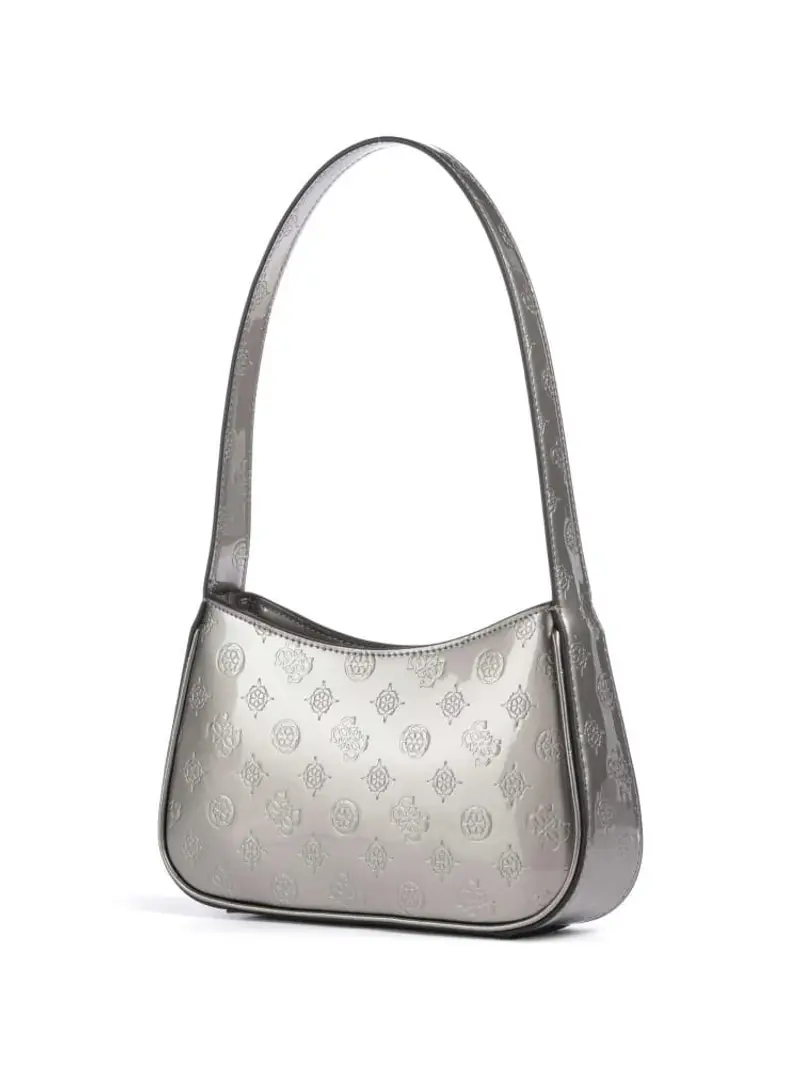 Guess borsa argento donna a spalla in ecopelle logo all over miniatura 2
