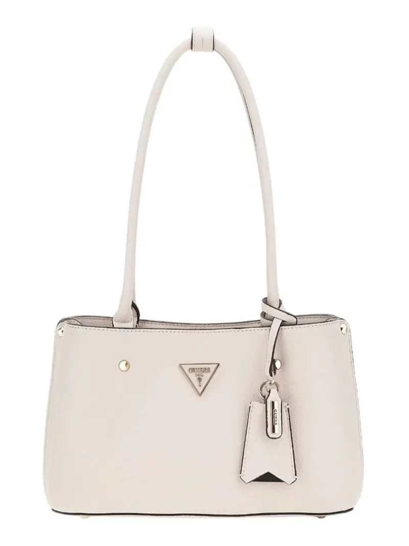 Guess borsa avorio donna a spalla con tracolla in ecopelle logo sul davanti