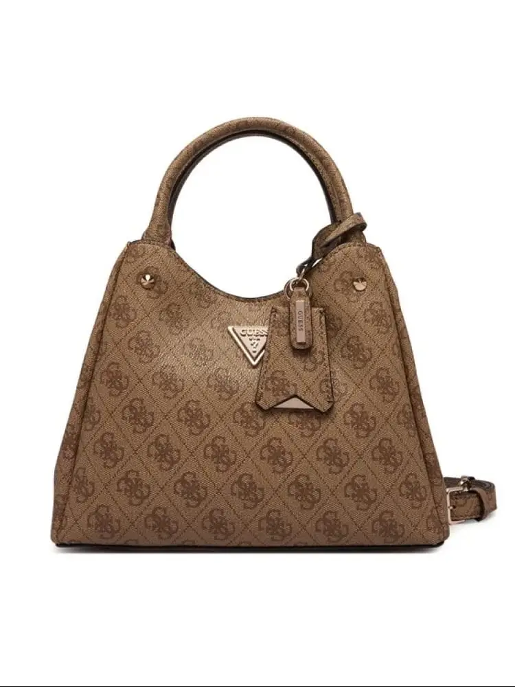 borsa beige scuro donna logo all over