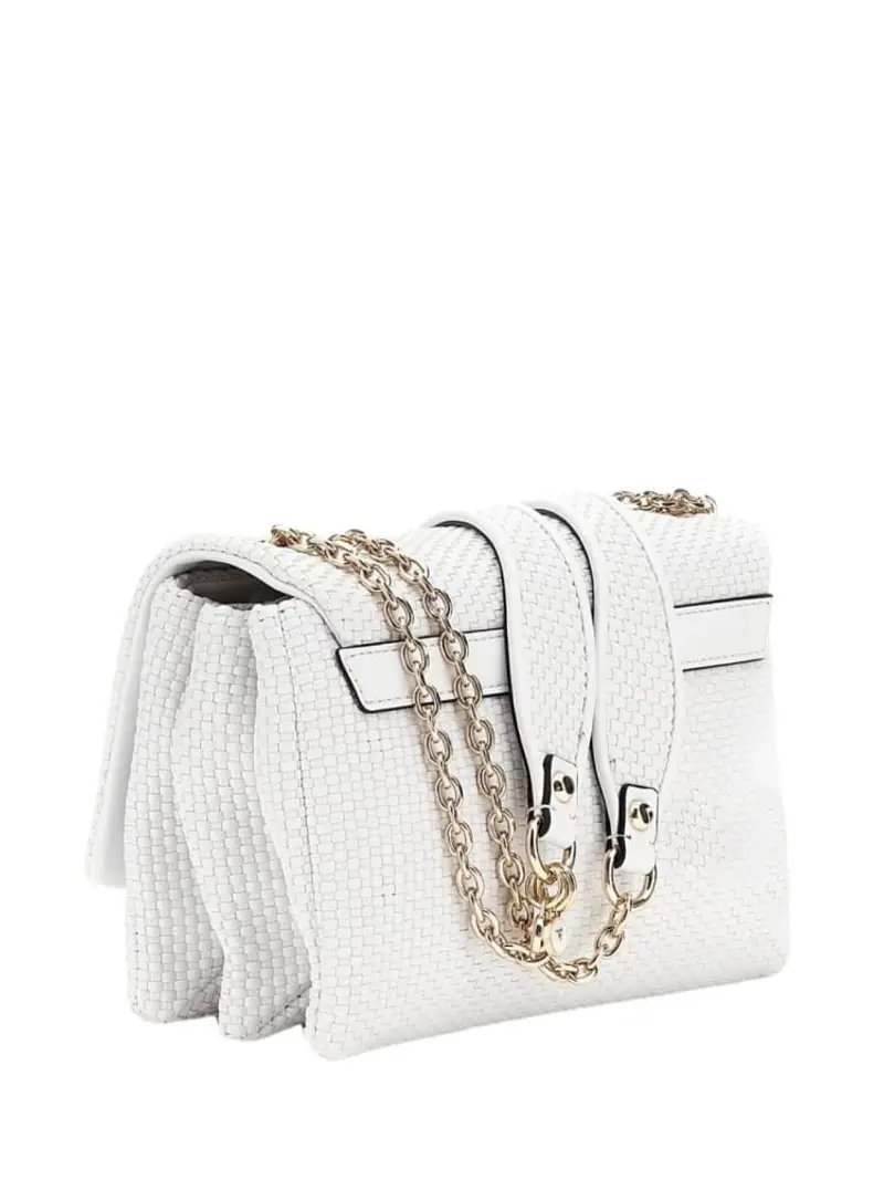 Guess borsa bianca donna con tracolla in tessuto logo in metallo sul davanti miniatura 2